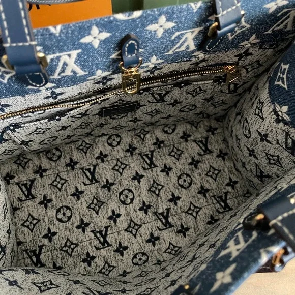 ❌SOLD❌NEW Louis Vuitton On The Go OTG MM Denim Sold OUT Tote Bag - Picture 9 of 10